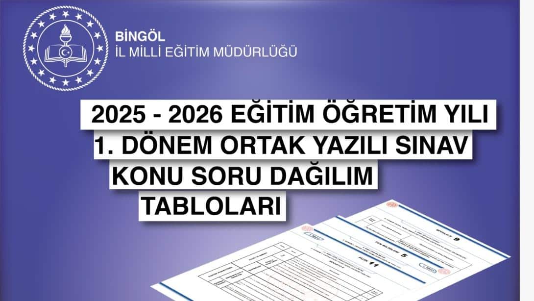 1. Dönem Konu Soru Dağılım Tabloları (2025 - 2026)